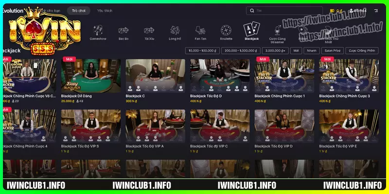 Live Casino Game tại đối tác Evolution